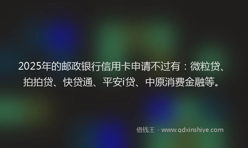 2025年的邮政银行信用卡申请不过有：微粒贷、拍拍贷、快贷通、平安i贷、中原消费金融等。