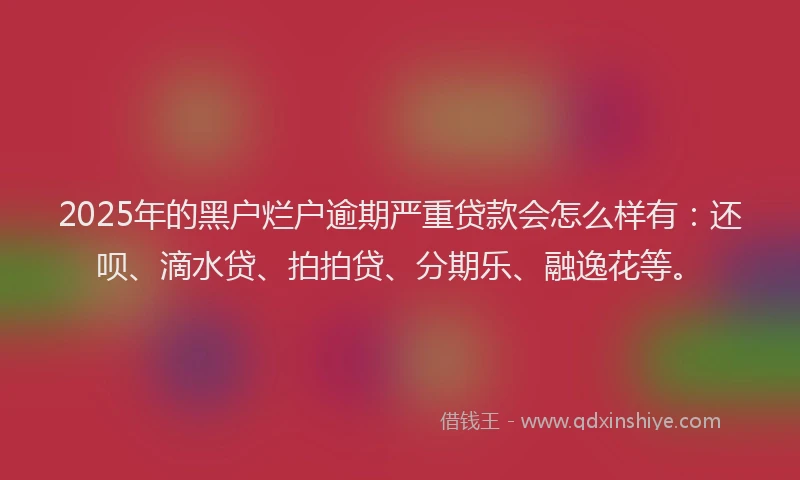 2025年的黑户烂户逾期严重贷款会怎么样有：还呗、滴水贷、拍拍贷、分期乐、融逸花等。