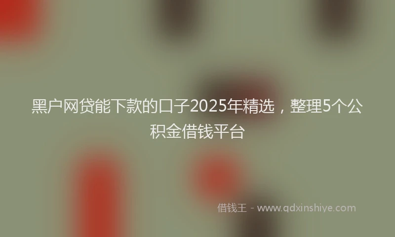 黑户网贷能下款的口子2025年精选，整理5个公积金借钱平台