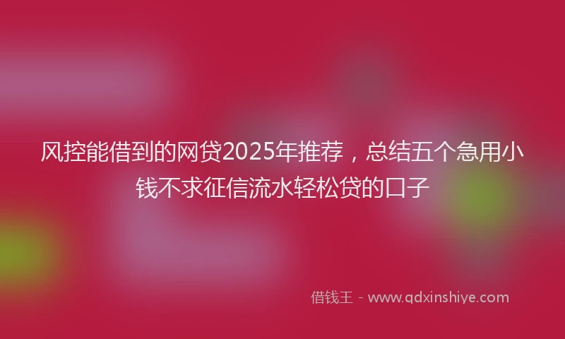 风控能借到的网贷2025年推荐，总结五个急用小钱不求征信流水轻松贷的口子