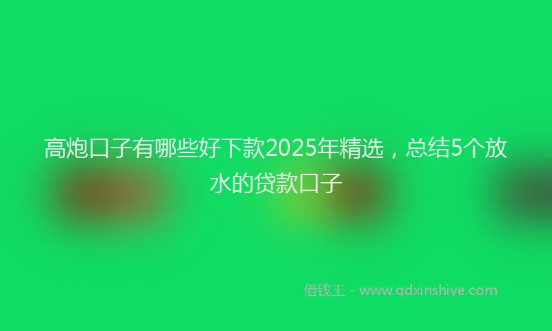 高炮口子有哪些好下款2025年精选，总结5个放水的贷款口子