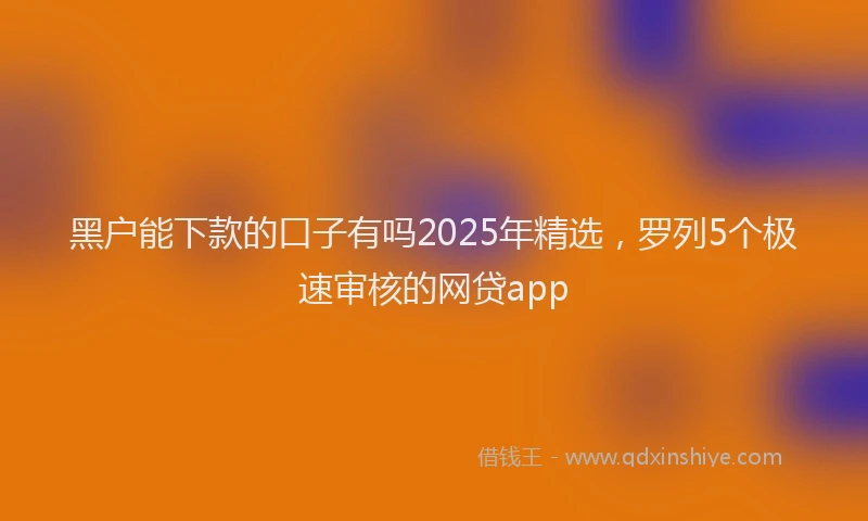 黑户能下款的口子有吗2025年精选，罗列5个极速审核的网贷app