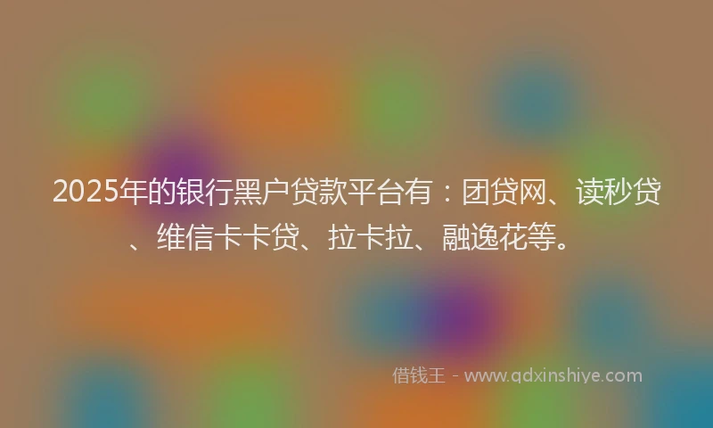 2025年的银行黑户贷款平台有：团贷网、读秒贷、维信卡卡贷、拉卡拉、融逸花等。