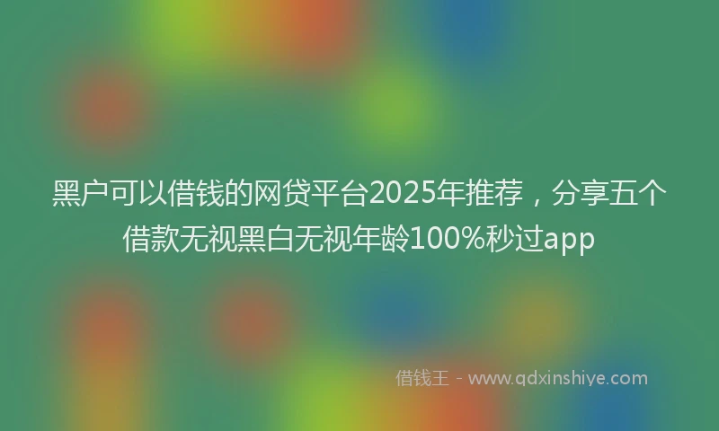 黑户可以借钱的网贷平台2025年推荐，分享五个借款无视黑白无视年龄100%秒过app