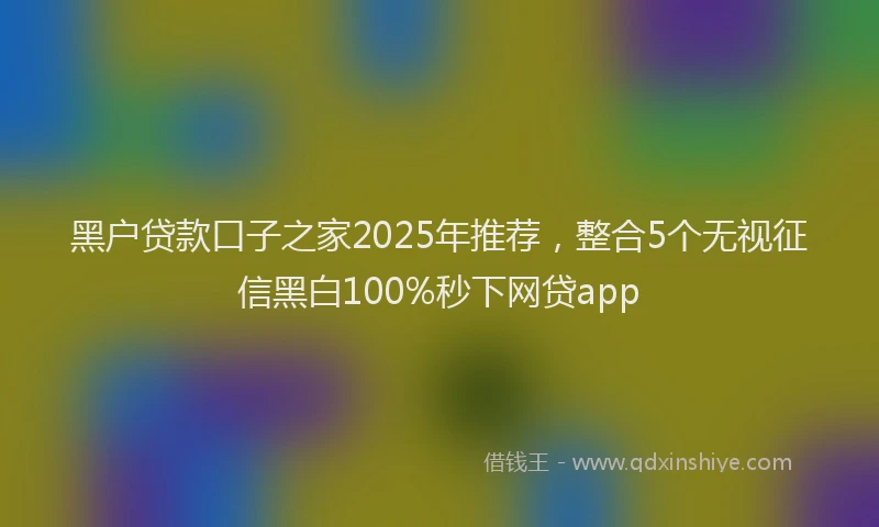 黑户贷款口子之家2025年推荐，整合5个无视征信黑白100%秒下网贷app
