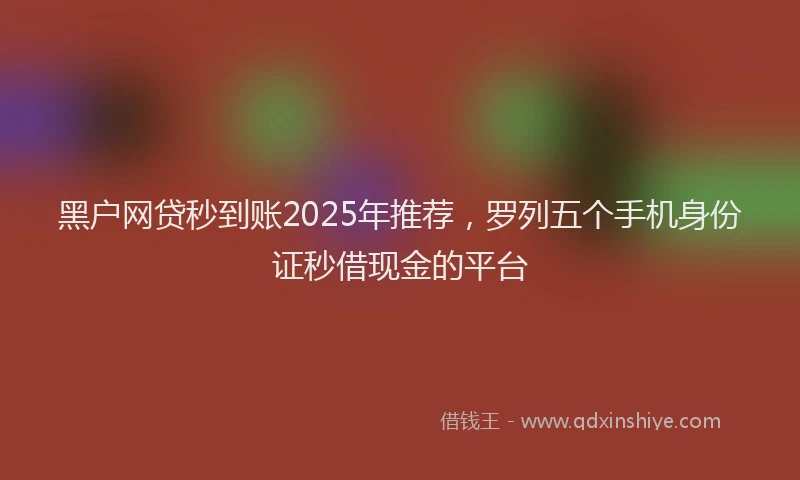黑户网贷秒到账2025年推荐，罗列五个手机身份证秒借现金的平台