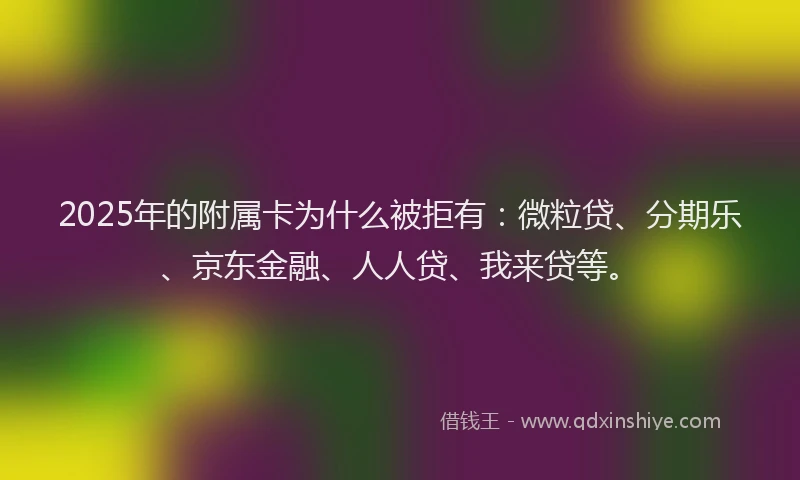 2025年的附属卡为什么被拒有：微粒贷、分期乐、京东金融、人人贷、我来贷等。