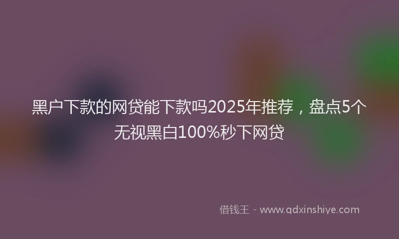 黑户下款的网贷能下款吗2025年推荐，盘点5个无视黑白100%秒下网贷
