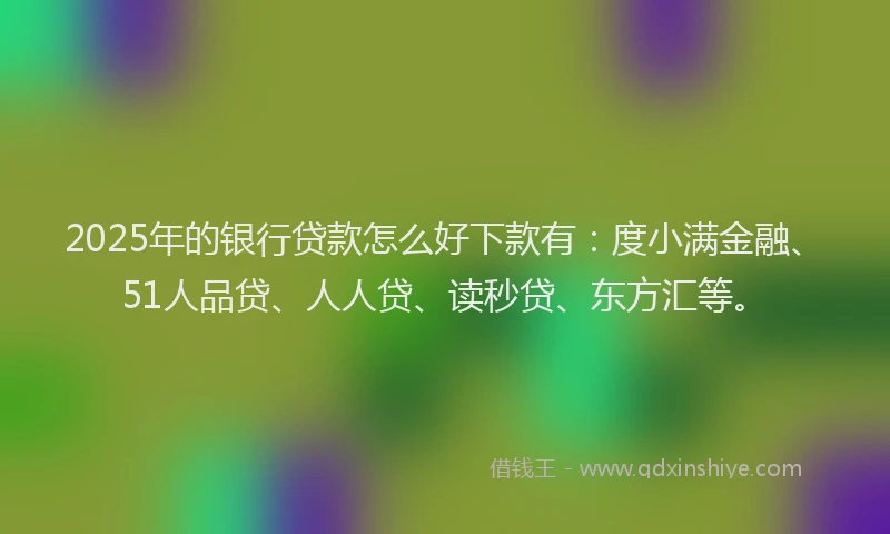 2025年的银行贷款怎么好下款有：度小满金融、51人品贷、人人贷、读秒贷、东方汇等。