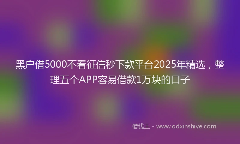 黑户借5000不看征信秒下款平台2025年精选，整理五个APP容易借款1万块的口子