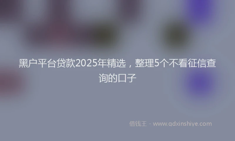 黑户平台贷款2025年精选，整理5个不看征信查询的口子