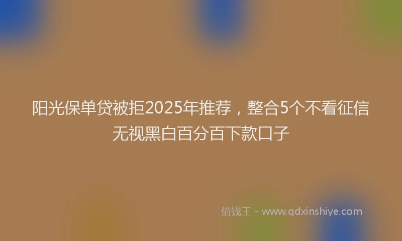 阳光保单贷被拒2025年推荐，整合5个不看征信无视黑白百分百下款口子