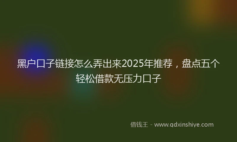 黑户口子链接怎么弄出来2025年推荐，盘点五个轻松借款无压力口子