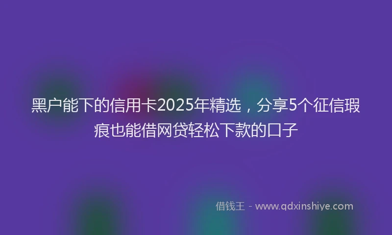 黑户能下的信用卡2025年精选，分享5个征信瑕疵也能借网贷轻松下款的口子