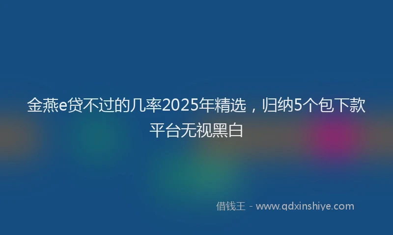 金燕e贷不过的几率2025年精选，归纳5个包下款平台无视黑白