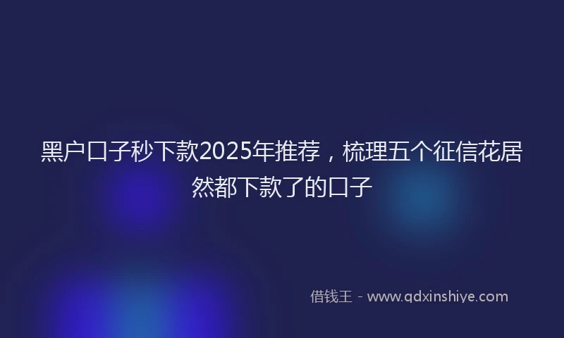 黑户口子秒下款2025年推荐，梳理五个征信花居然都下款了的口子