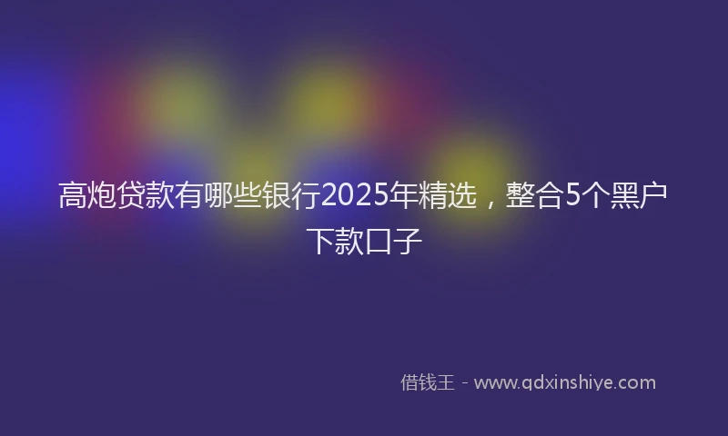 高炮贷款有哪些银行2025年精选，整合5个黑户下款口子