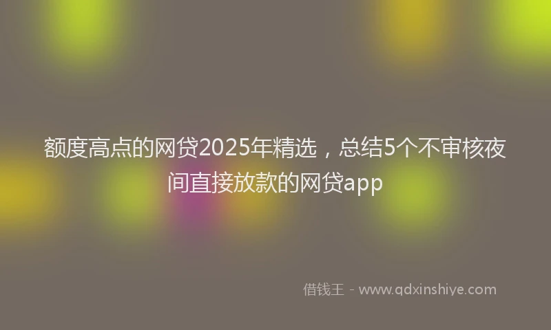 额度高点的网贷2025年精选，总结5个不审核夜间直接放款的网贷app