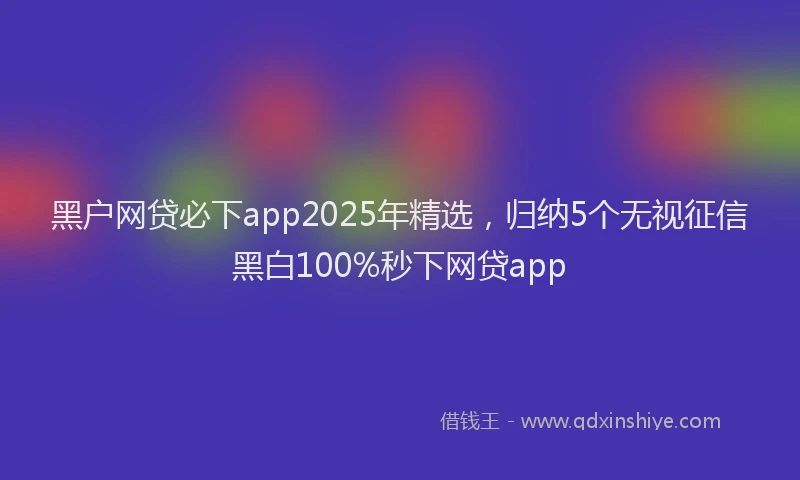 黑户网贷必下app2025年精选，归纳5个无视征信黑白100%秒下网贷app