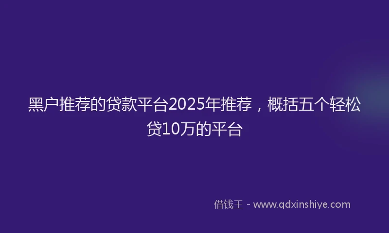 黑户推荐的贷款平台2025年推荐，概括五个轻松贷10万的平台