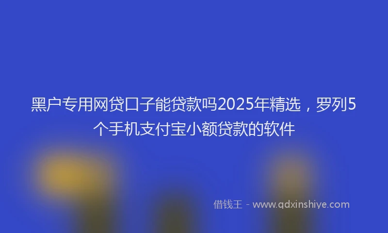 黑户专用网贷口子能贷款吗2025年精选，罗列5个手机支付宝小额贷款的软件
