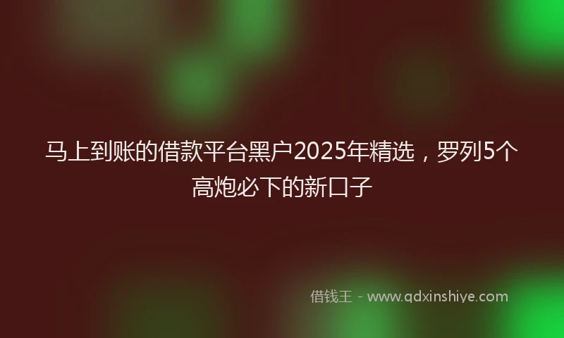 马上到账的借款平台黑户2025年精选，罗列5个高炮必下的新口子