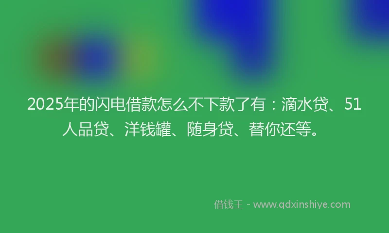 2025年的闪电借款怎么不下款了有：滴水贷、51人品贷、洋钱罐、随身贷、替你还等。