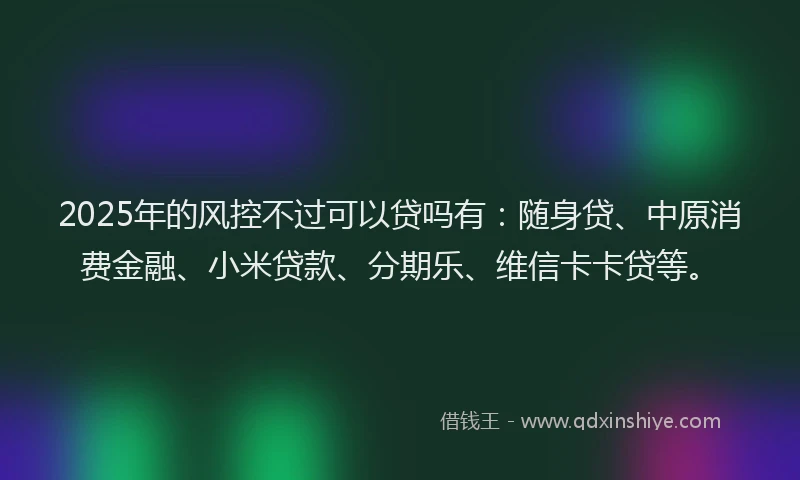 2025年的风控不过可以贷吗有：随身贷、中原消费金融、小米贷款、分期乐、维信卡卡贷等。