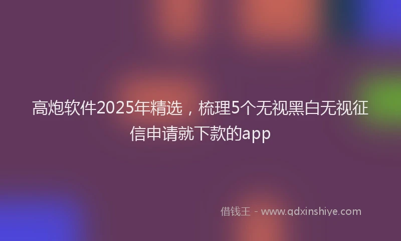 高炮软件2025年精选，梳理5个无视黑白无视征信申请就下款的app