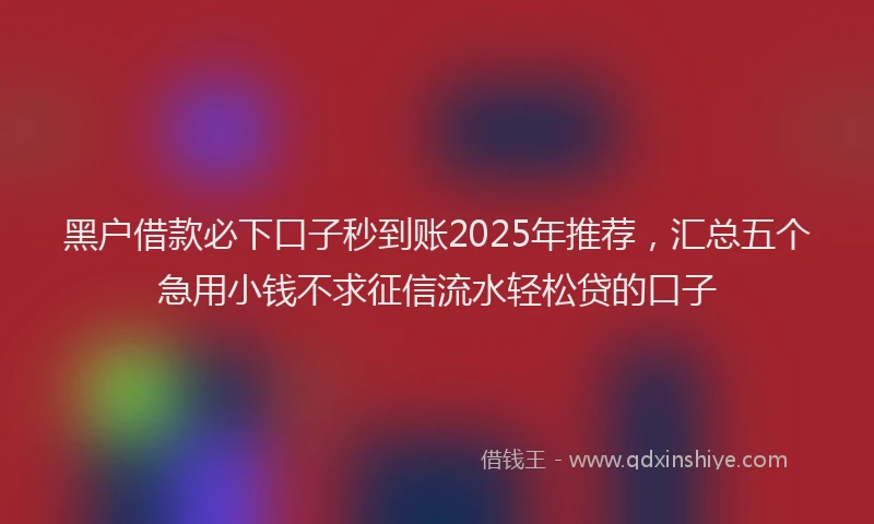 黑户借款必下口子秒到账2025年推荐，汇总五个急用小钱不求征信流水轻松贷的口子