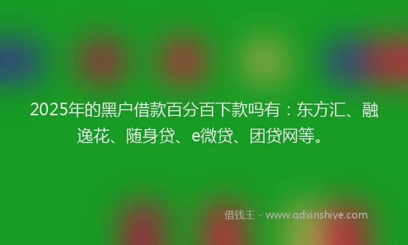 2025年的黑户借款百分百下款吗有：东方汇、融逸花、随身贷、e微贷、团贷网等。