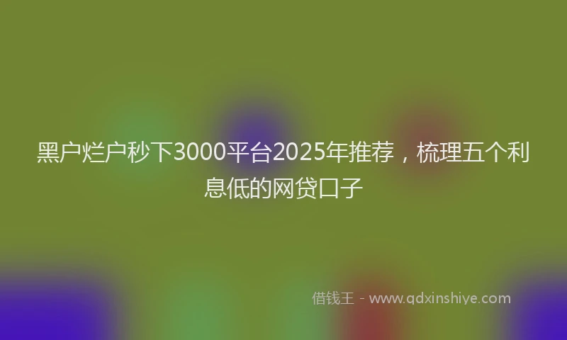 黑户烂户秒下3000平台2025年推荐，梳理五个利息低的网贷口子