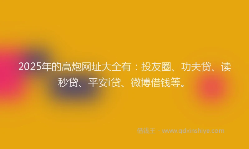 2025年的高炮网址大全有：投友圈、功夫贷、读秒贷、平安i贷、微博借钱等。