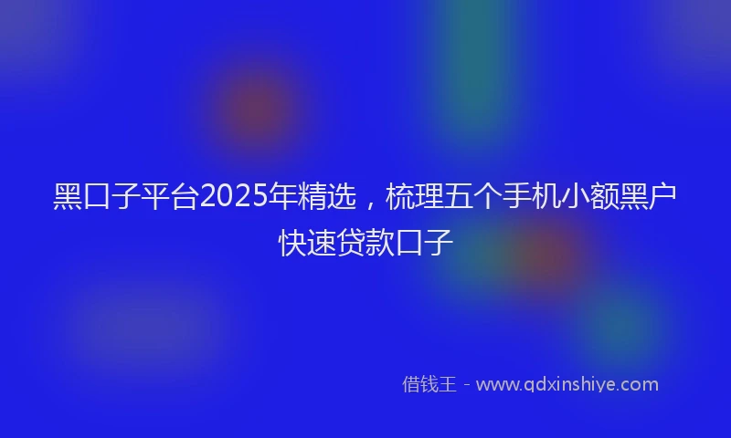 黑口子平台2025年精选，梳理五个手机小额黑户快速贷款口子