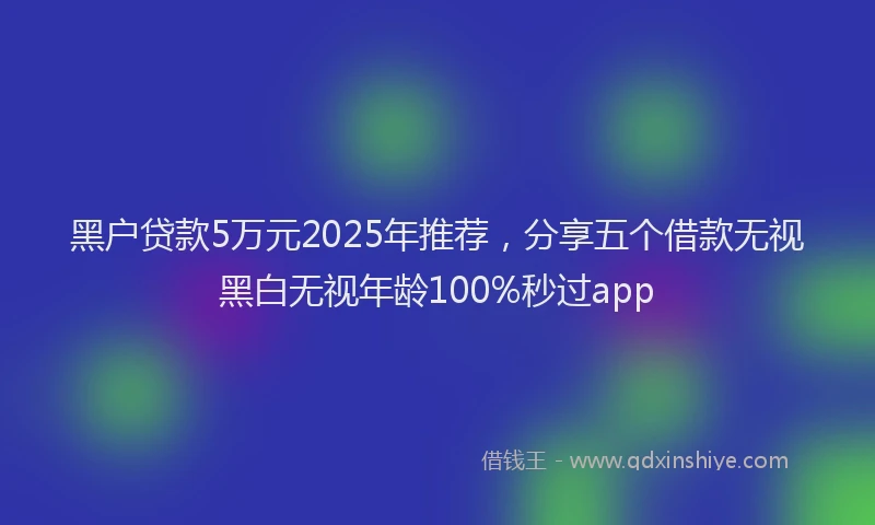 黑户贷款5万元2025年推荐，分享五个借款无视黑白无视年龄100%秒过app