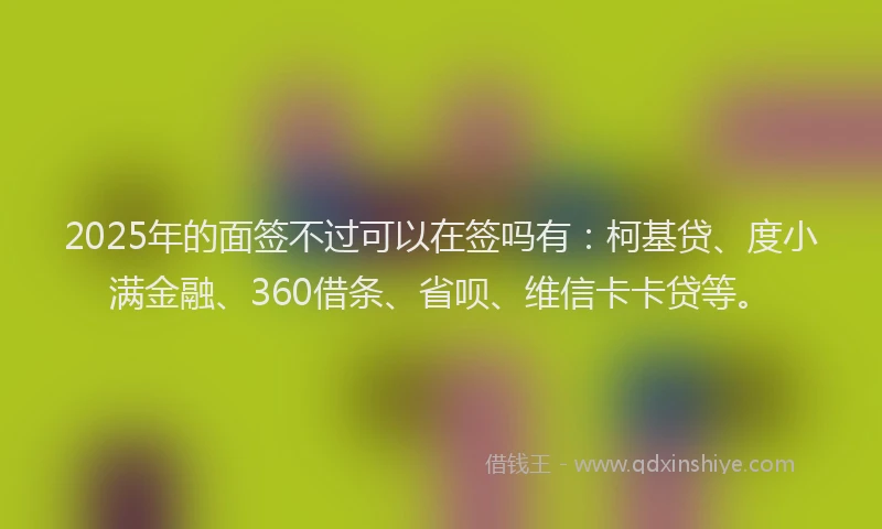 2025年的面签不过可以在签吗有：柯基贷、度小满金融、360借条、省呗、维信卡卡贷等。