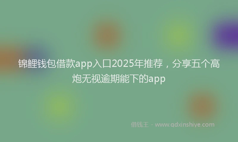 锦鲤钱包借款app入口2025年推荐，分享五个高炮无视逾期能下的app