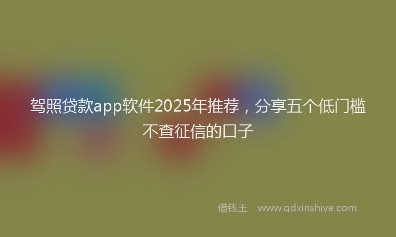 驾照贷款app软件2025年推荐，分享五个低门槛不查征信的口子