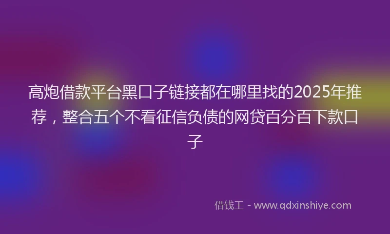 高炮借款平台黑口子链接都在哪里找的2025年推荐，整合五个不看征信负债的网贷百分百下款口子