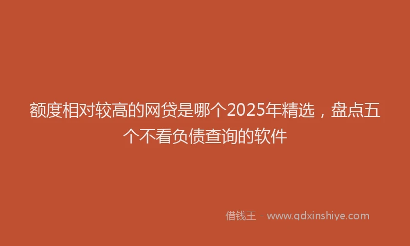 额度相对较高的网贷是哪个2025年精选，盘点五个不看负债查询的软件