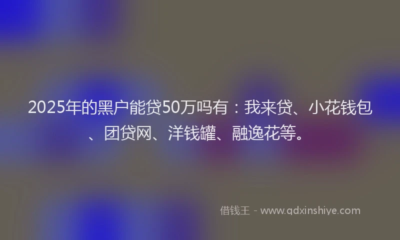 2025年的黑户能贷50万吗有：我来贷、小花钱包、团贷网、洋钱罐、融逸花等。