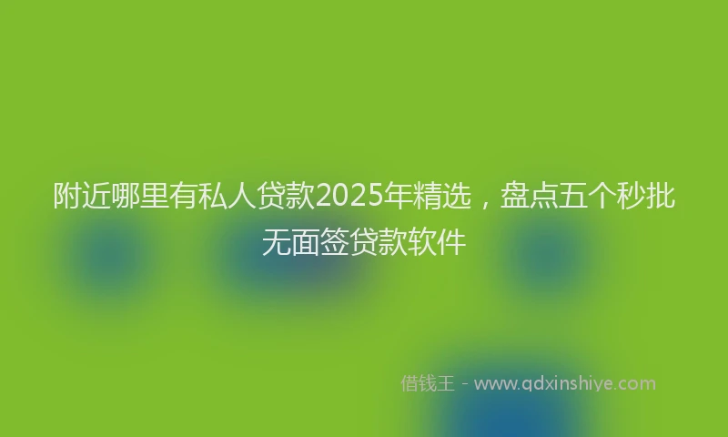 附近哪里有私人贷款2025年精选，盘点五个秒批无面签贷款软件