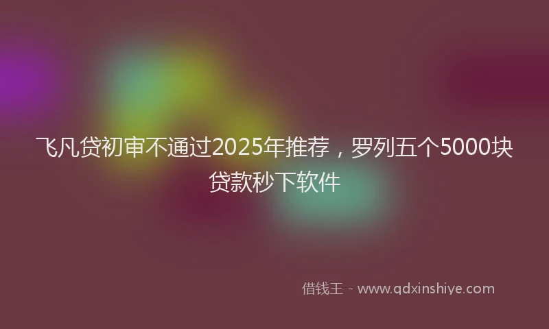 飞凡贷初审不通过2025年推荐，罗列五个5000块贷款秒下软件
