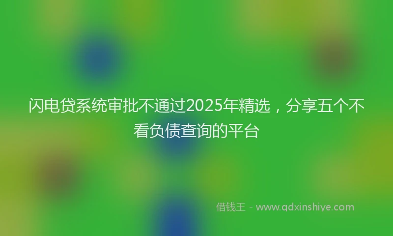 闪电贷系统审批不通过2025年精选，分享五个不看负债查询的平台