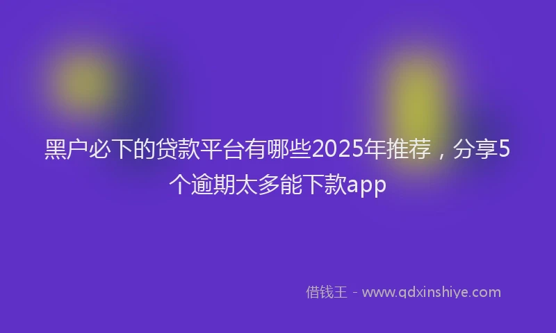 黑户必下的贷款平台有哪些2025年推荐，分享5个逾期太多能下款app