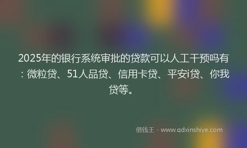 2025年的银行系统审批的贷款可以人工干预吗有：微粒贷、51人品贷、信用卡贷、平安i贷、你我贷等。