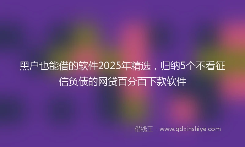 黑户也能借的软件2025年精选，归纳5个不看征信负债的网贷百分百下款软件
