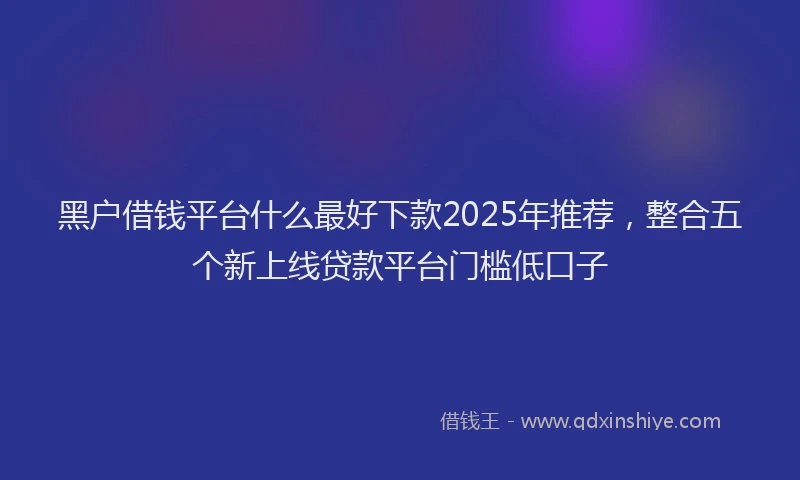 黑户借钱平台什么最好下款2025年推荐，整合五个新上线贷款平台门槛低口子