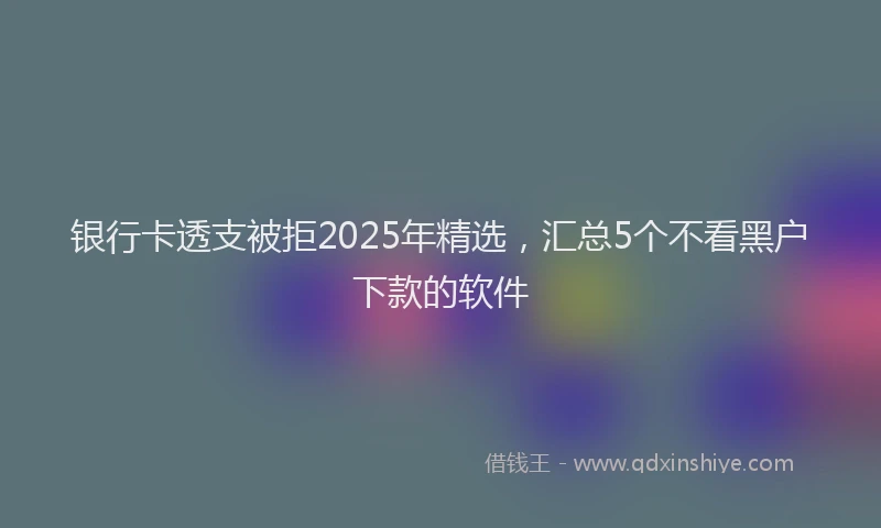 银行卡透支被拒2025年精选，汇总5个不看黑户下款的软件