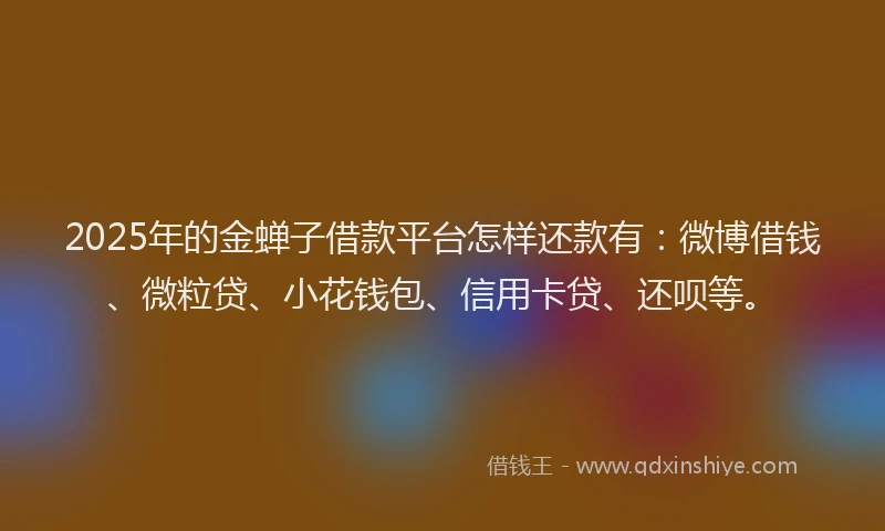 2025年的金蝉子借款平台怎样还款有：微博借钱、微粒贷、小花钱包、信用卡贷、还呗等。